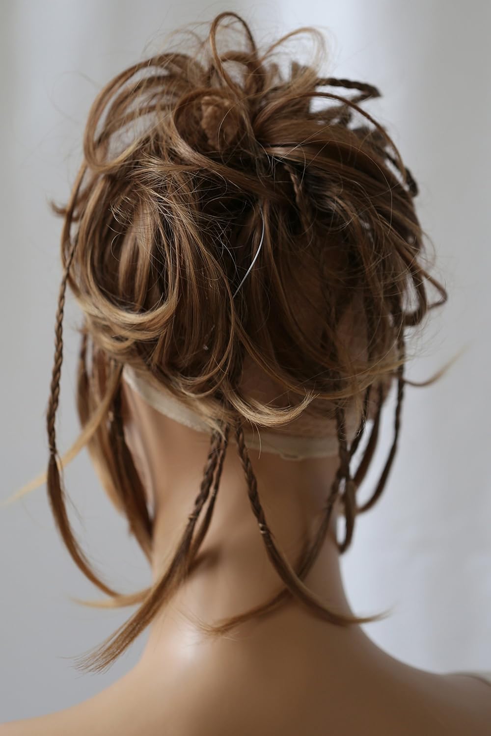 CAISHA XXL Scrunchie Messy Bun Hairpiece Braided Updo Slightly Wavy Voluminous Brown Mix G6D, Coffee, 17 x 2 cm - Image 5