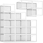 Pinkpum 15 Pack X-Large Shoe Storage Boxes Fit US Size 11, Shoe Organizer for Closet Clear Plastic Stackable Shoe Dispaly Cas