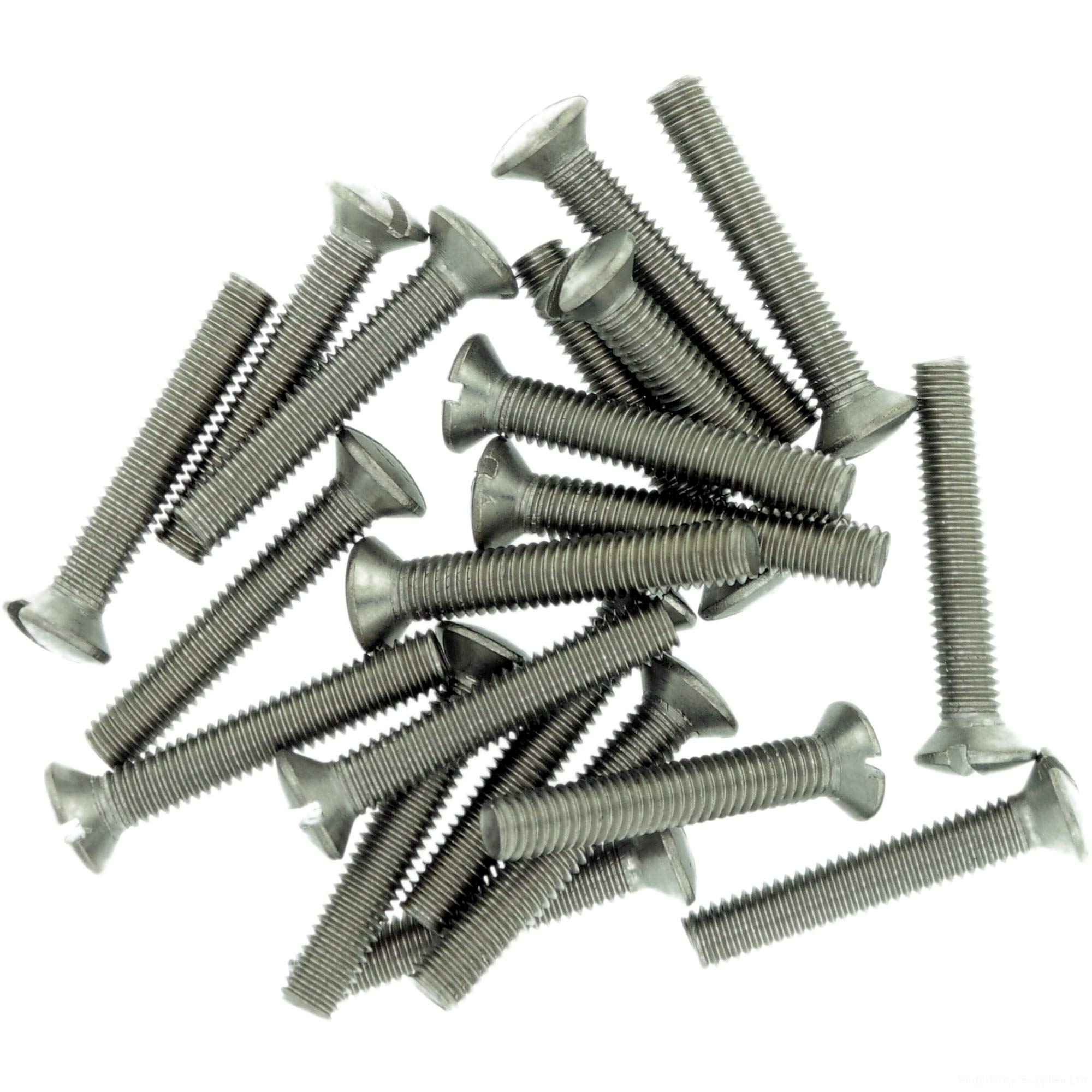 M6 (6mm x 16mm) Slot Raised Countersunk Machine Screw (Bolt) - Stainless Steel (A2) (Pack of 20)