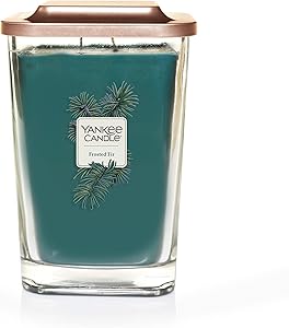 Yankee Candle Elevation Collection with Platform Lid Frosted Fir Scented Candle, Large 2-Wick, 80 Hour Burn Time