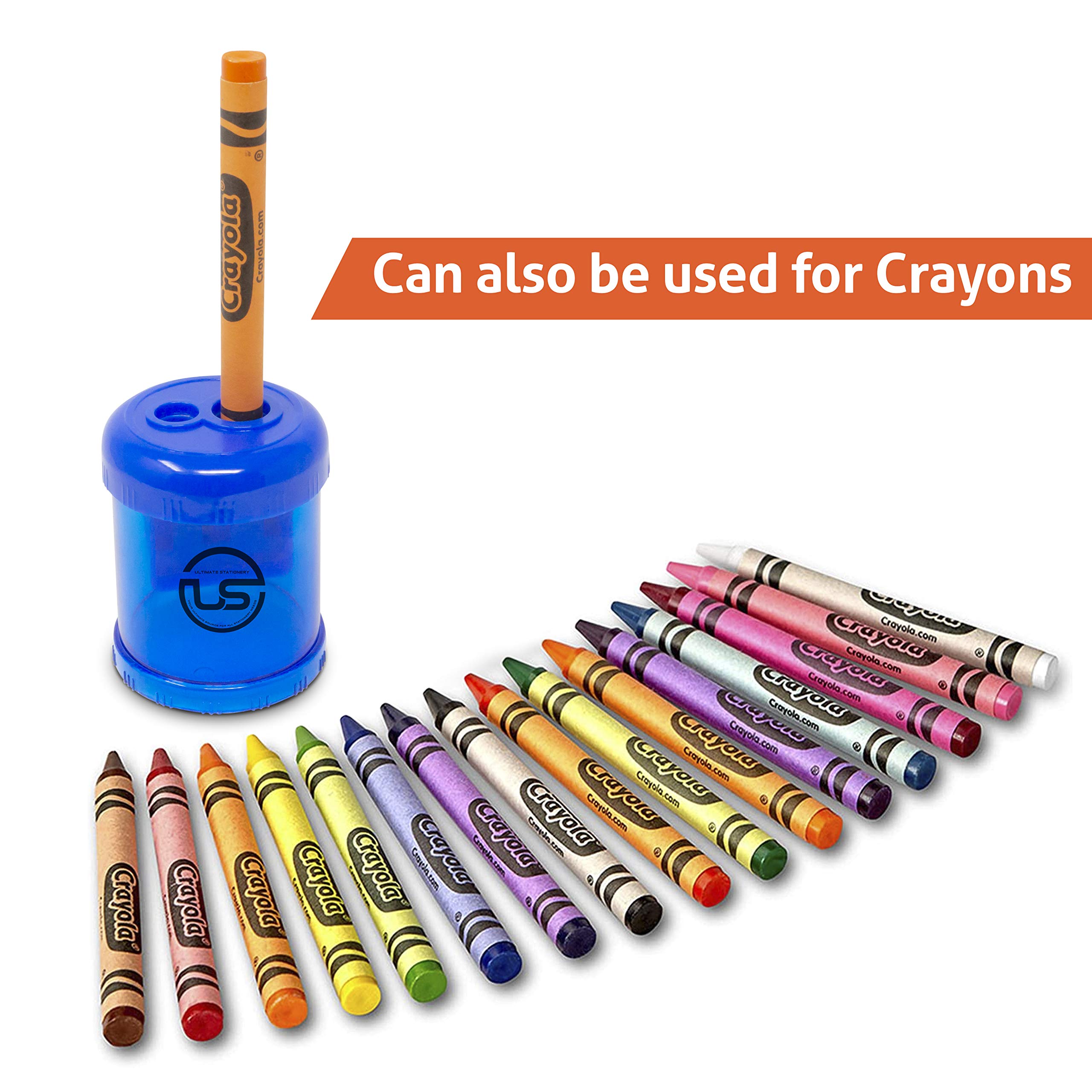 Pencil Sharpeners, 3 Pack Blue Dual Hole Sharpener with Receptacle Pencil Sharpener Manual Pencil Sharpeners for Regular and Oversized Pencils or Crayons