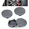 Nomocale 4 PCS Car Wheel Hub Center Cap, 2.36 Inches Outer Diameter 2.2 Inches Inner Diameter Car Wheel Hub Cover, Curved Snap-in Wheel Hub Decorative Cover, Universal for Cars (Carbon Fiber Black)