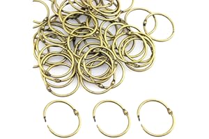XMHF 50pcs 1-inch Book Rings, Metal Loose Leaf Binder Ring Clips for Notebook Diary Photo Album DIY Planner Bronze