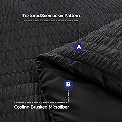 HYMOKEGE Black Full Size Comforter Sets Seersucker