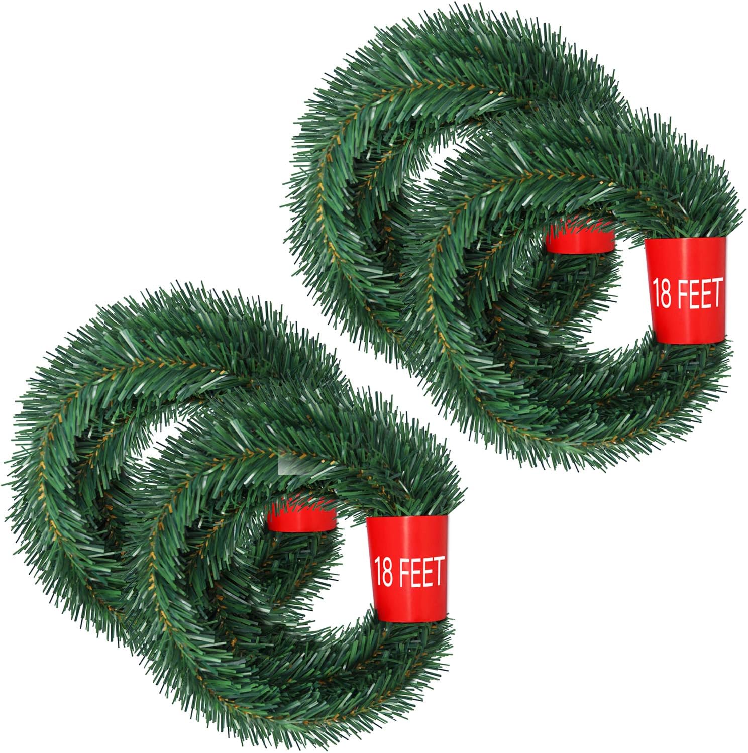 Lvyleaf 72 Feet Christmas Garland, 4 Strands Artificial Pine Garland Soft Greenery Garland for Holiday Wedding Party Decoration, Outdoor/Indoor Use
