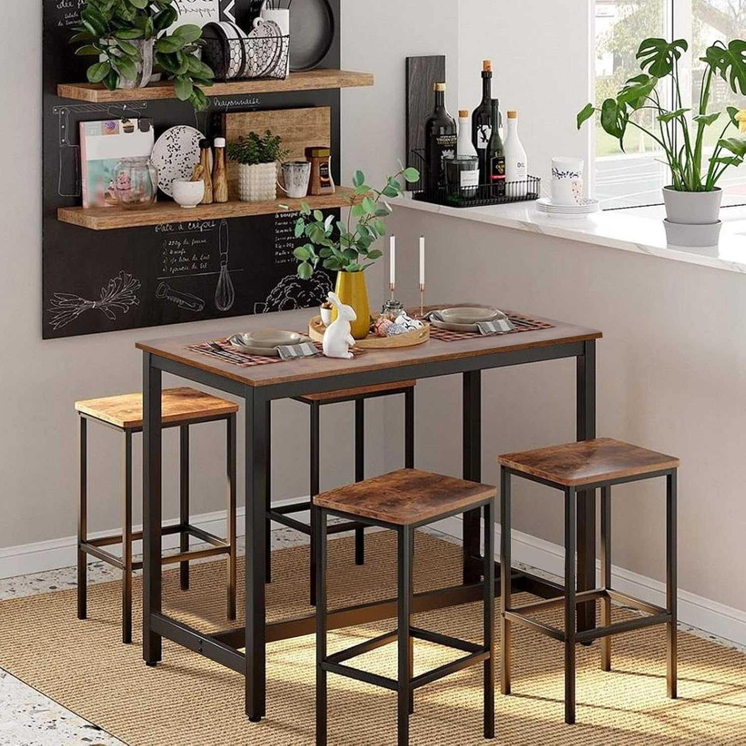 Viewee Bar Table 39.4" Pub Table Rectangular High Kitchen Dining Coffee Table High Writing Computer Table for Living Room, Dining Room: Kitchen & Dining