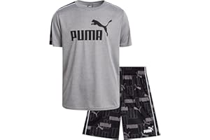 PUMA Boys' Active Shorts Set - 2 Piece Dry Fit T-Shirt and Performance Gym Shorts - Activewear Clothing Set for Boys (S-L)