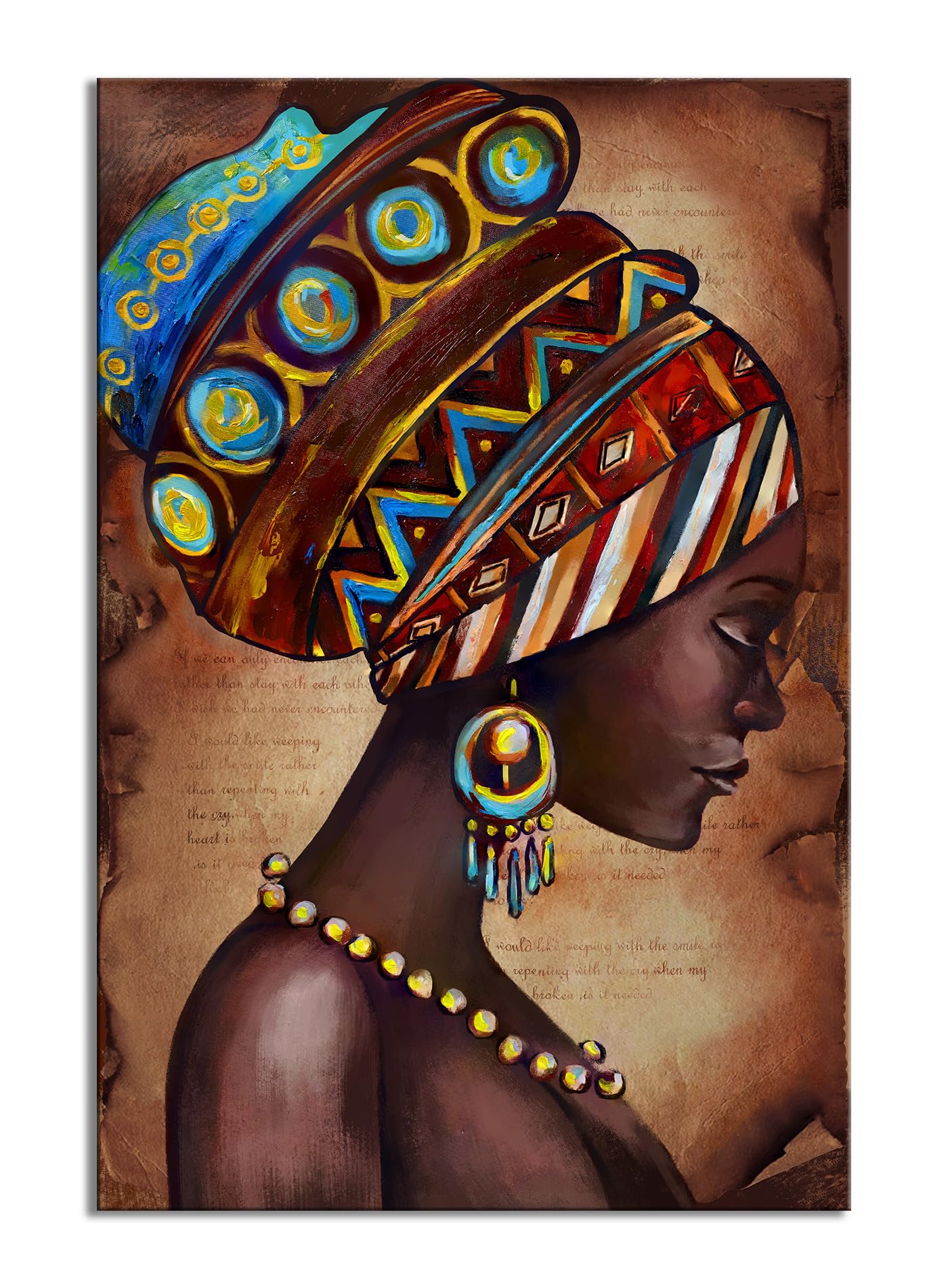 African American Black Woman Wall Art Black Girl with Hat Canvas Wall ...