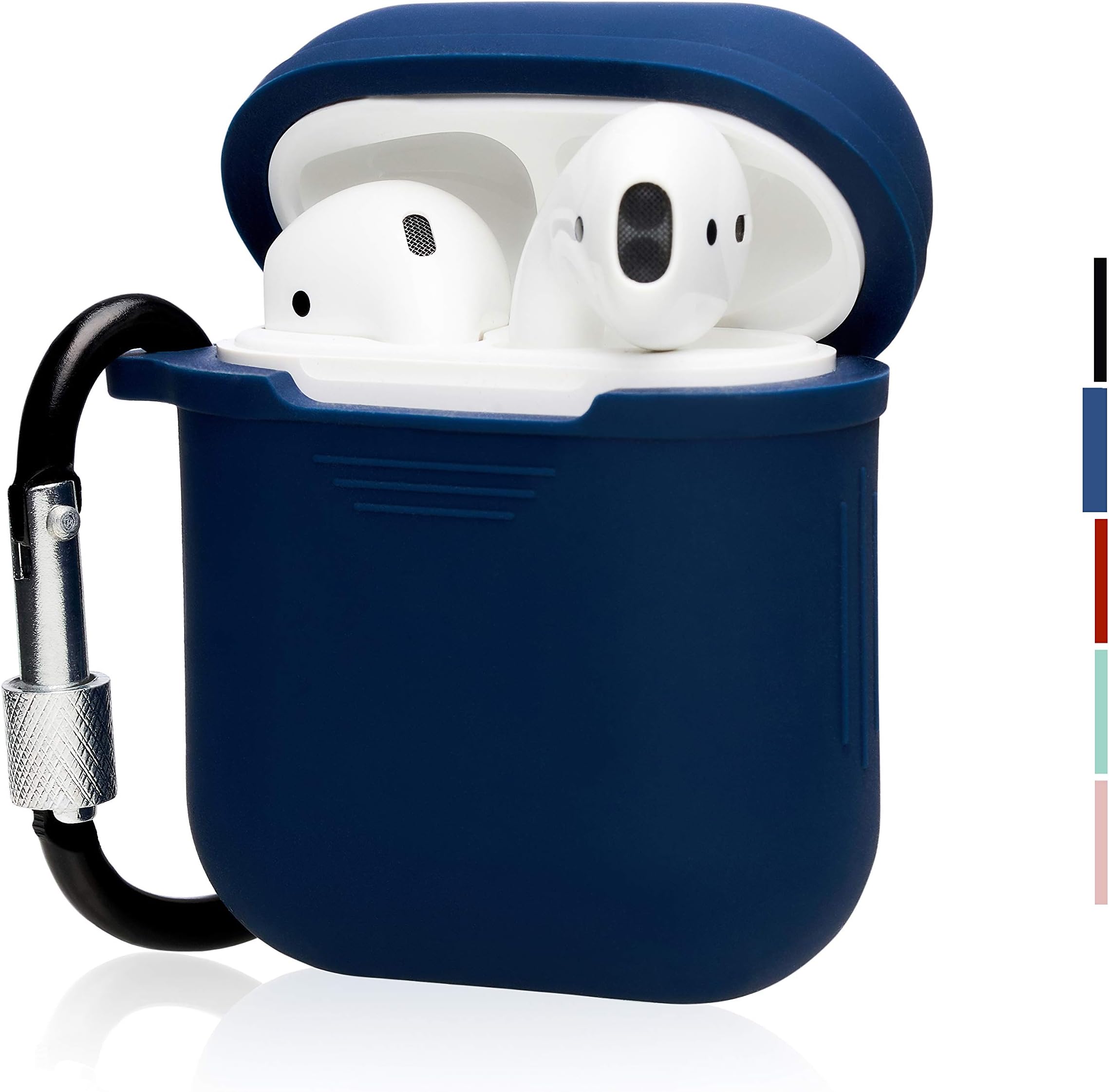 The OAKS Improved Airpods Case Protective Cover Skin with Lockable Carabiner and Airpods Strap Compatible with Airpods…