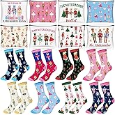 Newcotte 16 Pcs Nutcracker Ballet Gifts Including 8 Nutcracker Ballet Socks and 8 Cute Ballerina Makeup Bag Dancer Team Christmas Gifts Bulk for Dancing Girl Dancer
