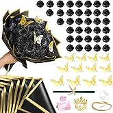 CCYXSHOW DIY Glitter Roses Bouquet Black 36 Fake Rose Glitter Bouquet Artificial Eternal Floral Bouquets for Halloween Elegance Wedding Bouquets Anniversary Birthday Party Gifts for Her