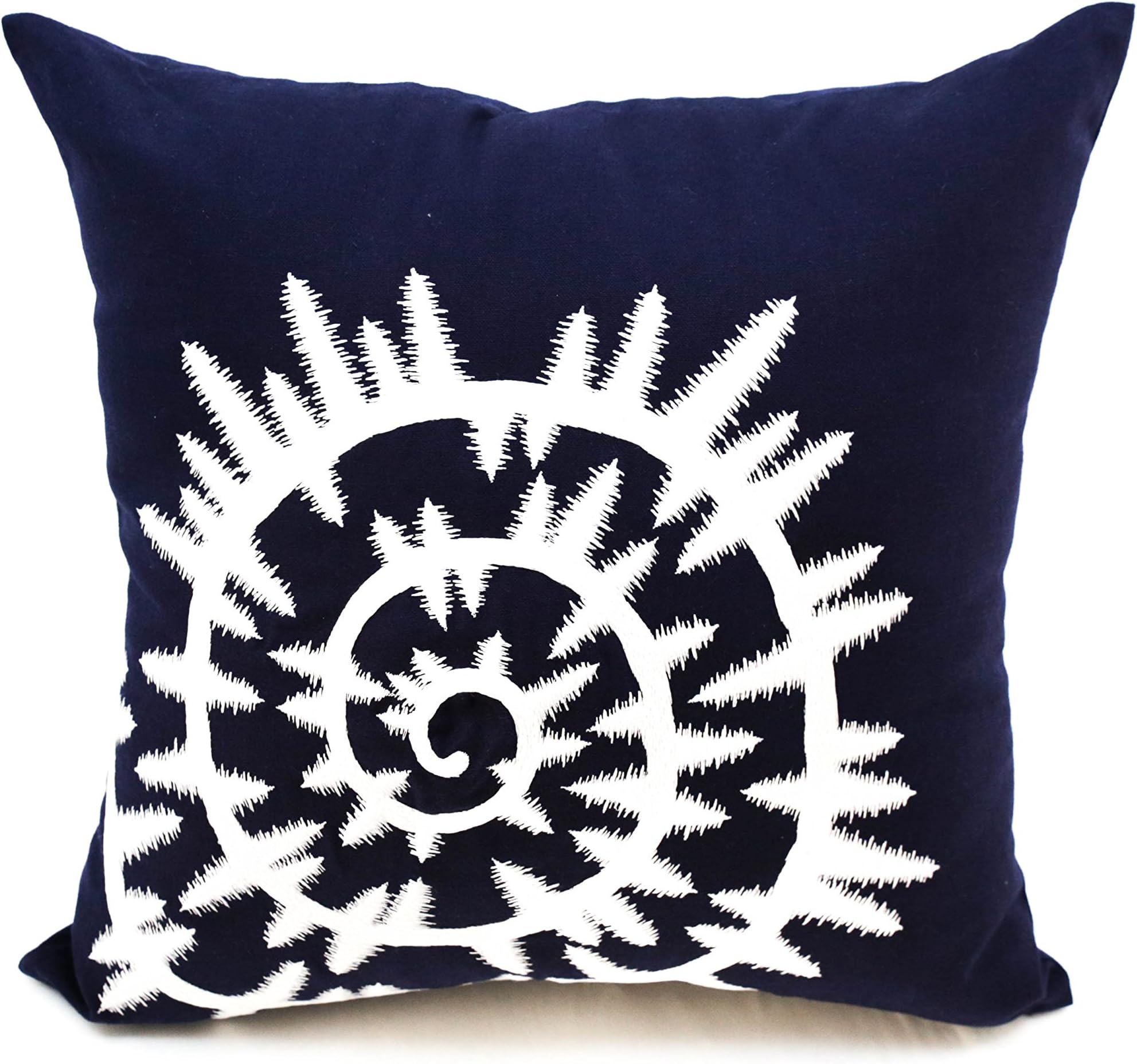 KainKain Ocean ThemeDecorative Pillow Cover, Sea Shell Nautical Pillowcase, Navy Blue White Cushion Cover Embroider, Coastal Beach House Decor (18 inch x 18 inch)