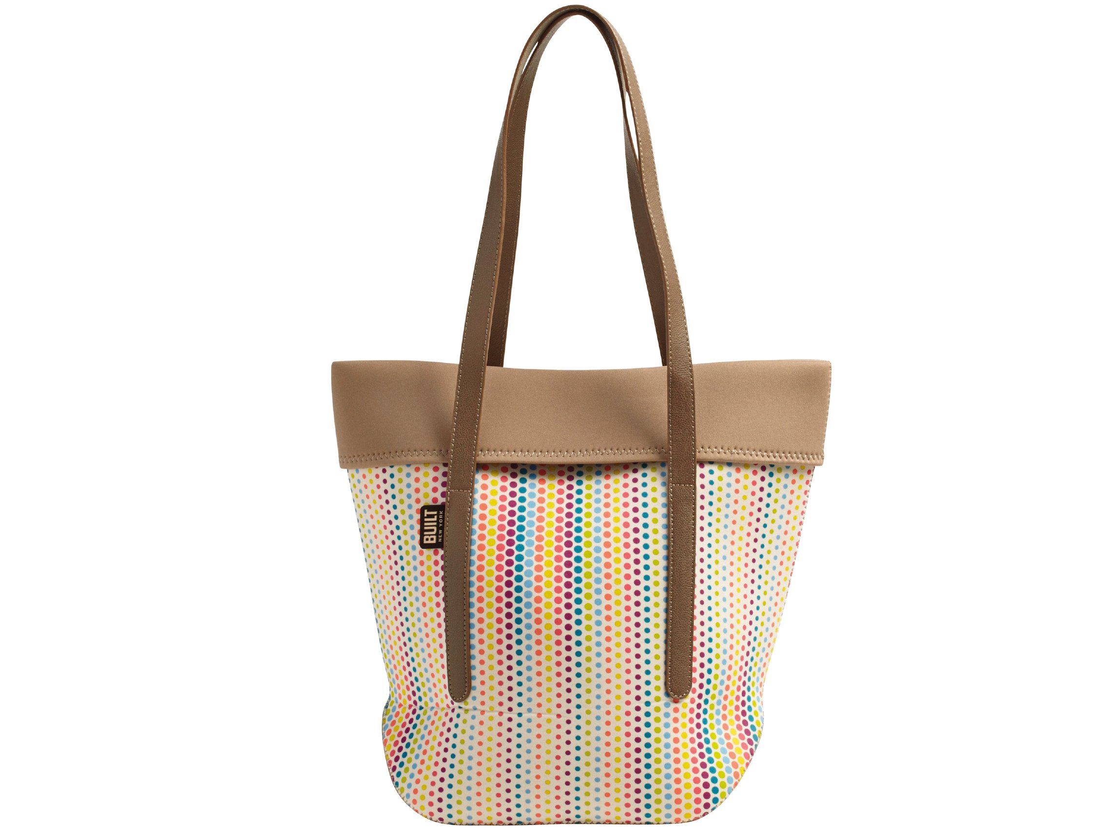 BUILT Neoprene Tan Spotted City Tote Bag with Straps, 38 x 34 x 18.5 cm - Tan / Multi