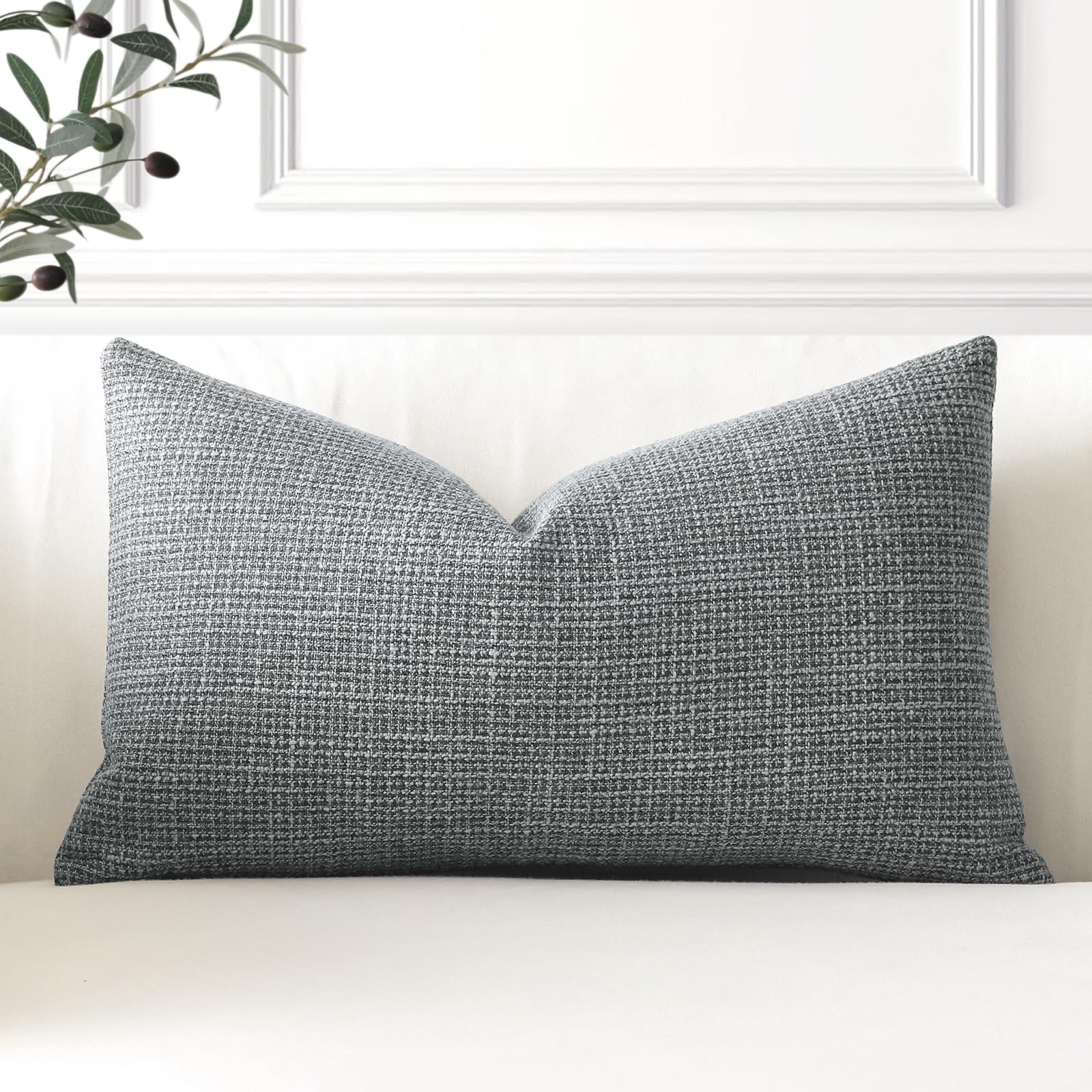 Artscope Linen Cushion Covers Set of 1 Decorative Lumbar Pillowcase Pillow Cover 12x20 Inch for Home Decor Sofa Bedroom Car 30x50cm Dark Grey — image 1