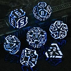 OGCOPHEN Metal DND Sci-fi Dice Set 7PCS Luminous