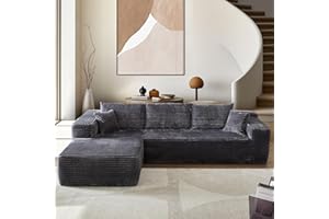 ALTRIGUS 106" Cloud Sectional Couch with Comfy Chaise,L Shaped Modern Modular Sofa with Deep Seat,No Assembly Required Couch for Living Room Lounge,Grey