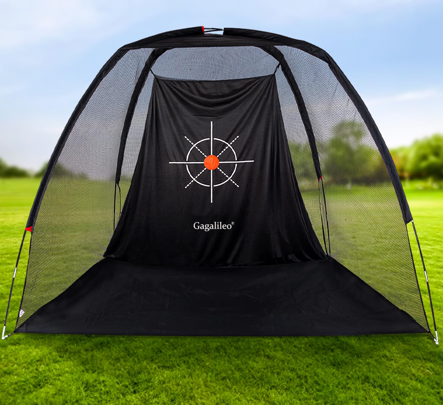 Photo 1 of Golf Hitting Practice Nets for Backyard Driving Heavy Duty Men Real Indoor Golf Balls Hitting Pitching Driving Nets for Indoor Outdoor Garage Use Golfing Swing Training Impact Cages with Frame and Net