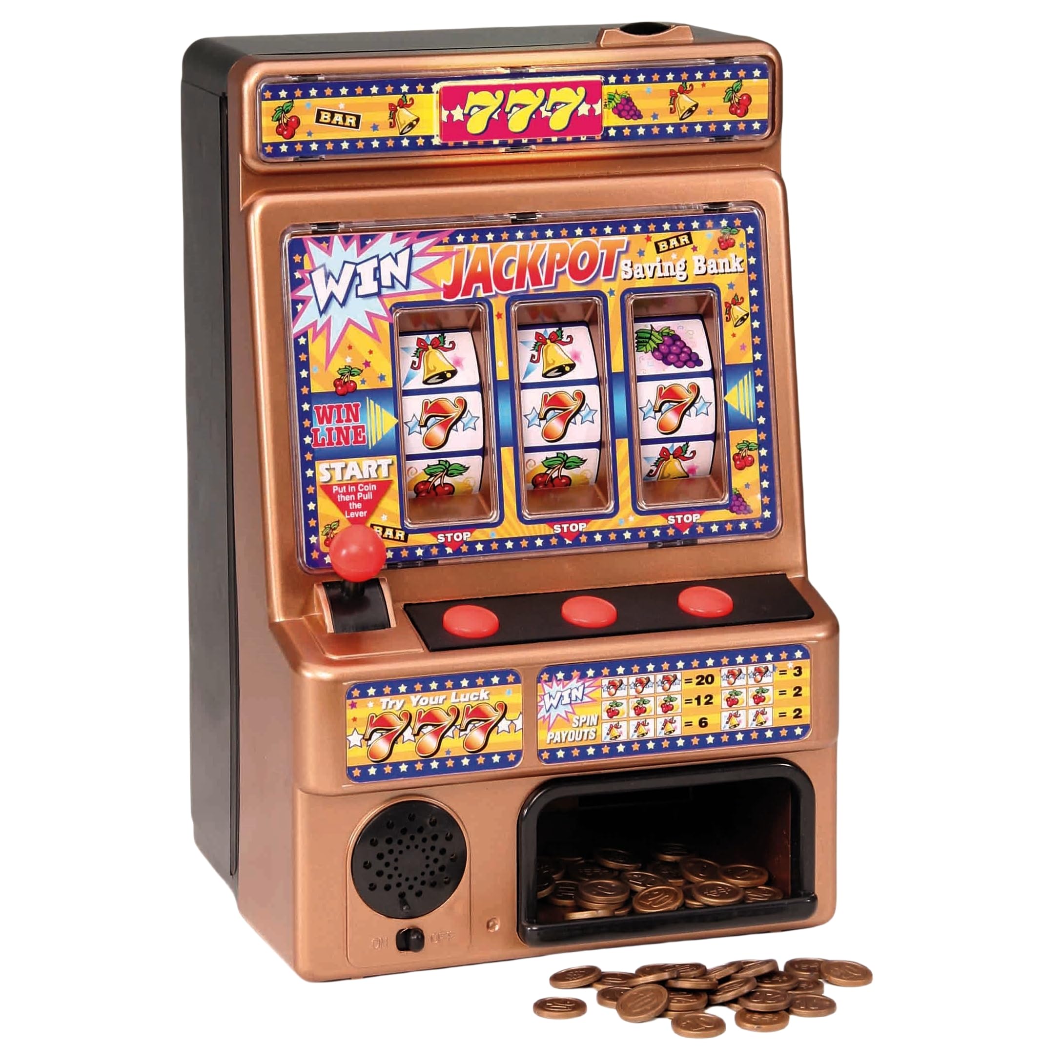 Photo 1 of Trisquirrel Jumbo Slot Machine with 48 Tokens,777 Copper Color Casino Style Toy with Flashing Lights and Jackpot Alert Sounds, Suitable for Adults and Kids