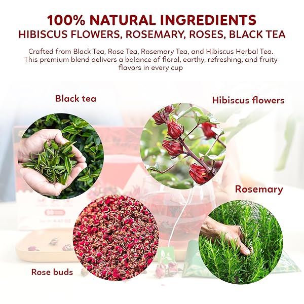 INDOCHINE BLENDS LOVING TEA | HIBISCUS FLOWER, ROSE TEA, ROSEMARY TEA, AND BLACK TEA | 2G X 50 TEA BAGS| SUGAR-FREE, CAFFEINE-FREE HERBAL TEA | PYRAMID CHAMBER TEA BAGS | RICH IN NATURAL GOODNESS AND FLAVOR