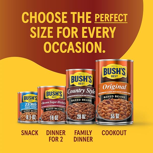 BUSH’S BEST CANNED VEGETARIAN BAKED BEANS, SOURCE OF PLANT BASED PROTEIN AND FIBER, LOW FAT, GLUTEN FREE, 16 OZ