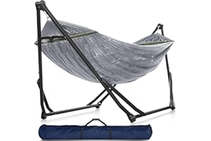 Tranquillo UniGen Hammock, Hammock Stands Heavy Duty Indoor/Outdoor Hammock with Signature Steel Stand, 600lbs Premium Foldable, Durable 2-Layered Soft Polyester, Grey