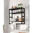 Galood Over The Toilet Storage Space Saver Bathroom Shelves With Towel Racks For Wall, 3 Tier Bamboo Toilet Paper Storage Corner Floating Shelf Wall Mounted Black