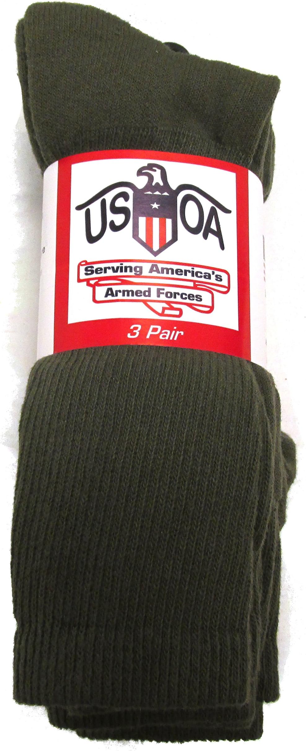 USOA Men's Anti-Microbial Military Boot Socks Olive DRAB - 3 Pair