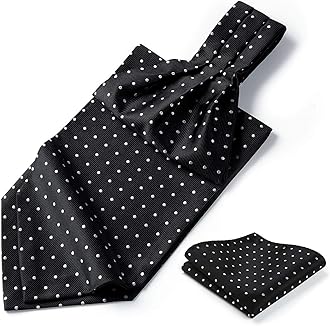 HISDERNAscot Ties for Men Paisley Cravat Tie and Pocket Square Set Floral Mens Ascot Scarf Handkerchief Wedding Party