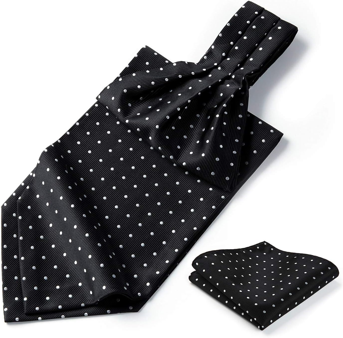 HISDERNAscot Ties for Men Paisley Cravat Tie and Pocket Square Set Floral Mens Ascot Scarf Handkerchief Wedding Party