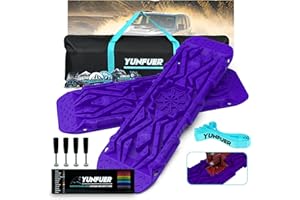 YUNFUER Recovery Traction Boards with Jack Base, Off Road Accessories 4x4 for Sand, Mud and Snow, Leashes, Mounting Kits, Carry Bag and Stickers are Included (Purple)