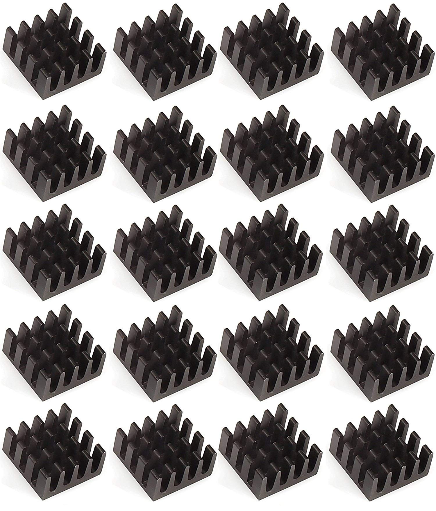 Easycargo ES-20B141407 20pcs 14mm Aluminum Heatsink for Cooling GPU Chips VRAM VGA RAM, Black Anodized