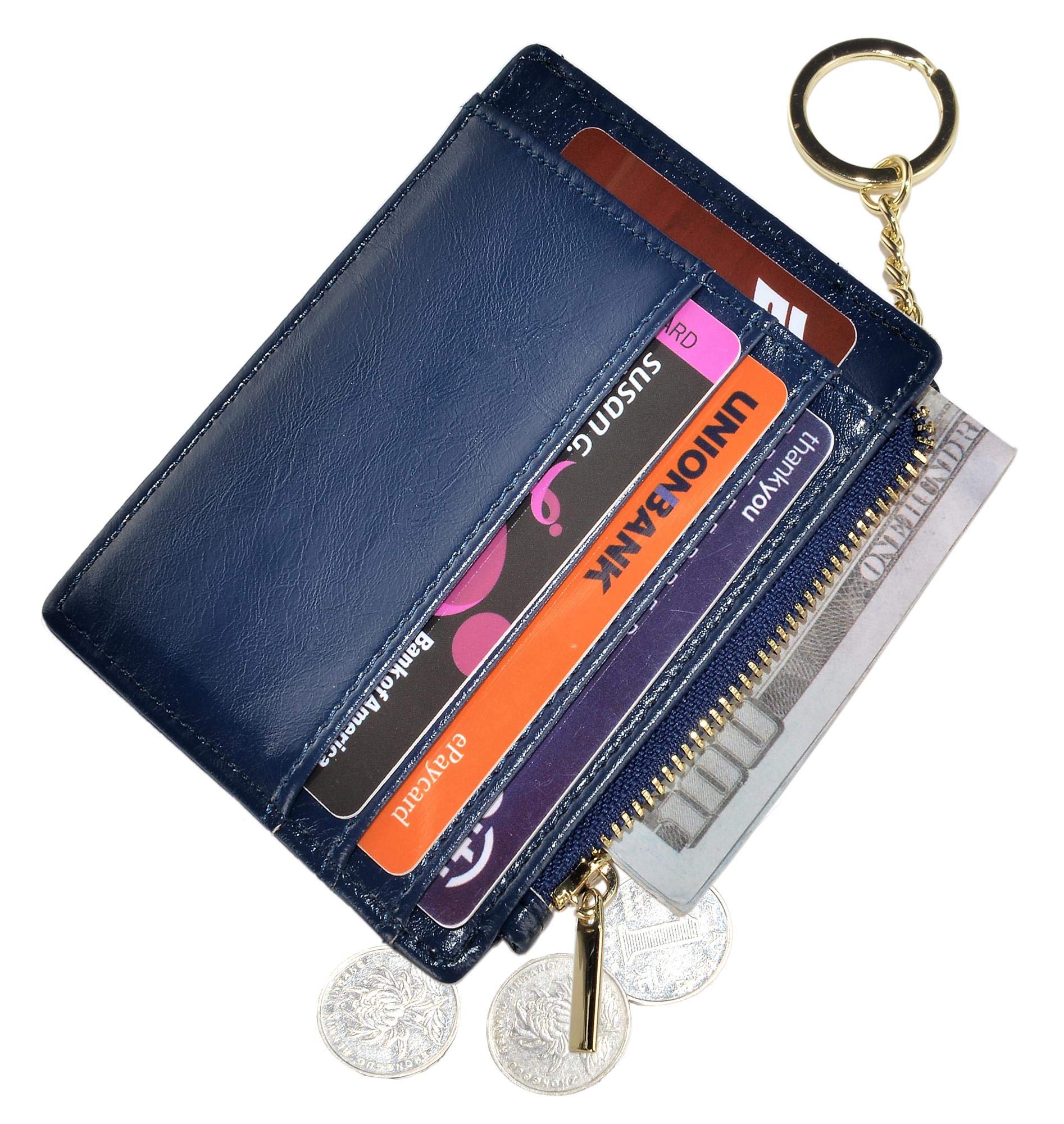 woogwin Womens Slim RFID Credit Card Holder Mini Front Pocket Wallet Coin Purse Keychain