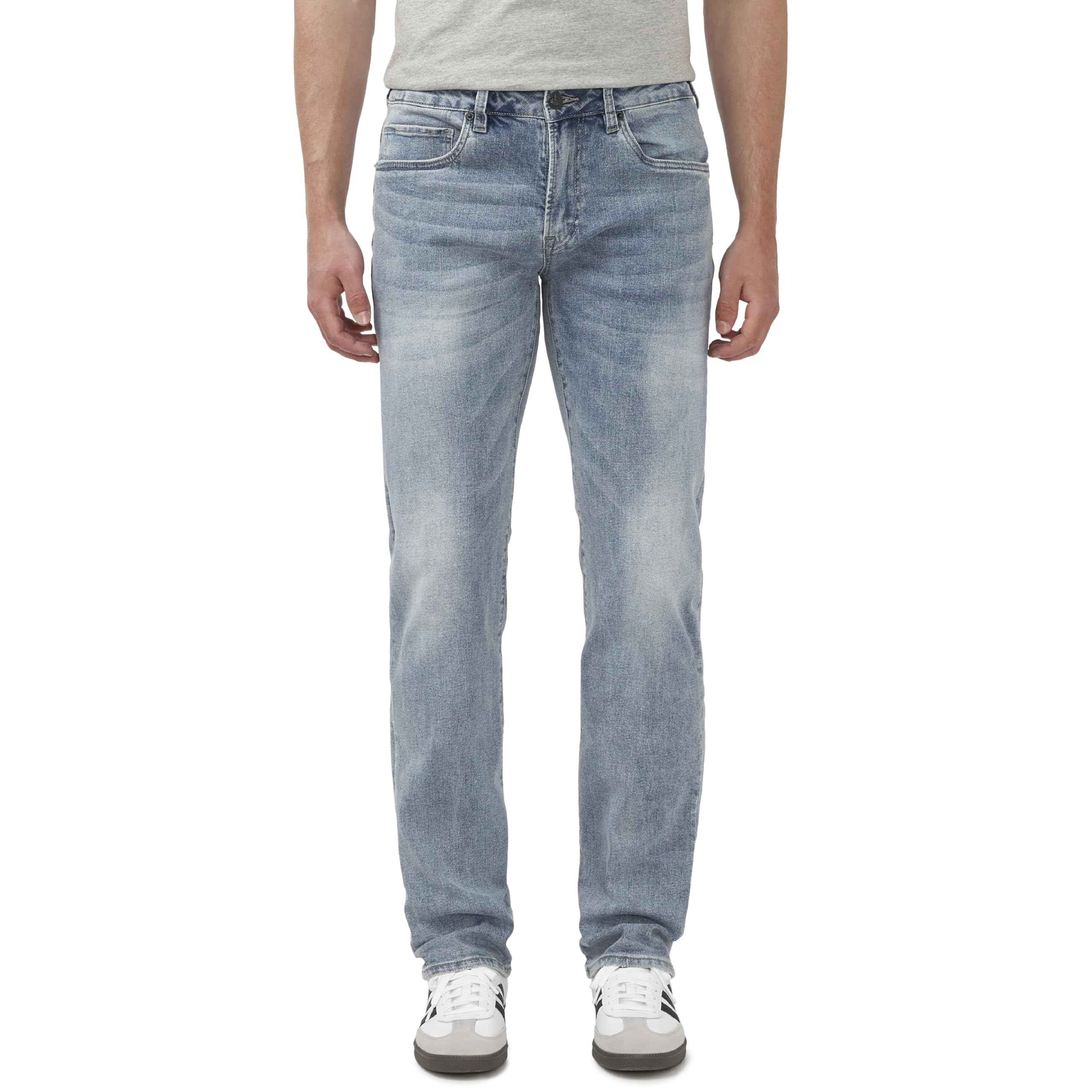 Buffalo David Bitton Men’s Straight Six Jeans, Whiskered and Contrasted Indigo, 44W x 32L