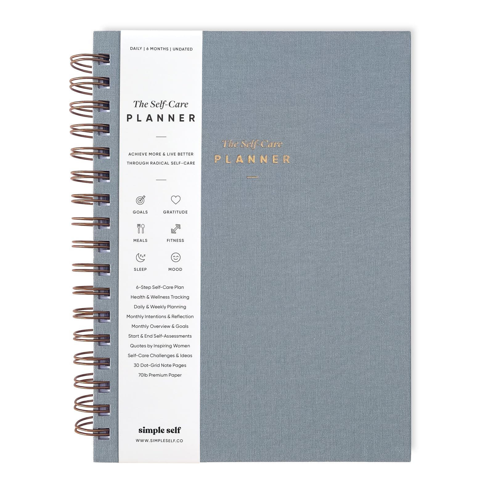 Simple Self The Self-Care Planner by - Undated 6 Month Life Planner - Daily, Monthly, Weekly - Focus on Wellness, Productivity, Achieving Goals, and Happiness (Moon, Daily Edition: 6 Months)
