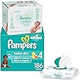 Diapers Size 4, 186 Count and Baby Wipes - Pampers Baby Dry Disposable Baby Diapers, ONE MONTH SUPPLY with Baby Wipes Sensitive 6X Pop-Top Packs, 336 Count (Packaging May Vary)