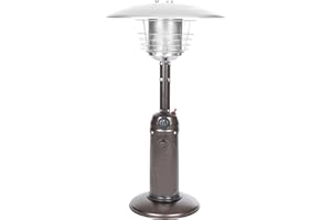 Fire Sense 61322 Portable Patio Heater Outdoor Tabletop Lightweight Propane 10,000 BTU Auto-Shutoff Valve ODS Compliant - Hammer Tone Bronze