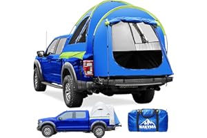 KITVANCE Truck Bed Tent, Pickup Truck Tent for 5.5-5.8/6-6.7 FT Truck Bed, Waterproof PU3000mm Double Layer Truck Bed Camping Tent with Expandable Awning, Rainfly, Double Layer Mesh Window