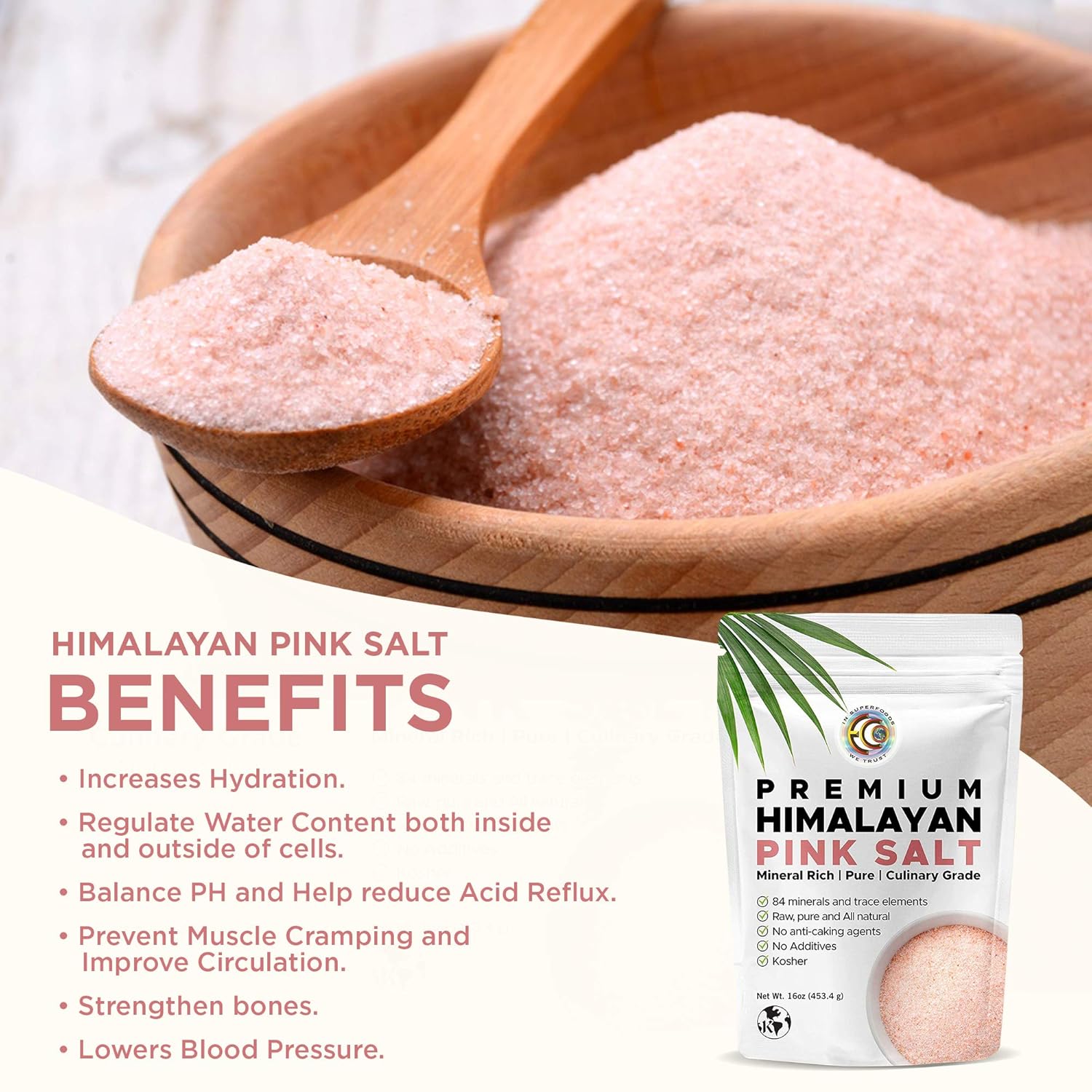 Earth Circle Organics Premium Himalayan Pink Fine Grain Salt, No Anti-Caking Agents, Pure Culinary Grade - Kosher, Nutrient and Mineral Dense, 1 Pound : Rock Salt : Grocery & Gourmet Food