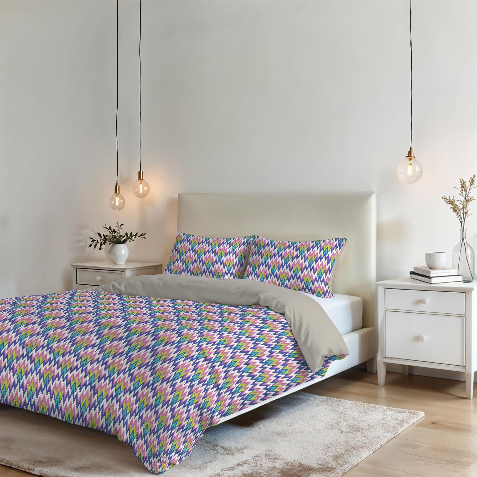 Italian Bed Linen Fantasy Duvet Cover (Made in Italy), Zigzag, Double