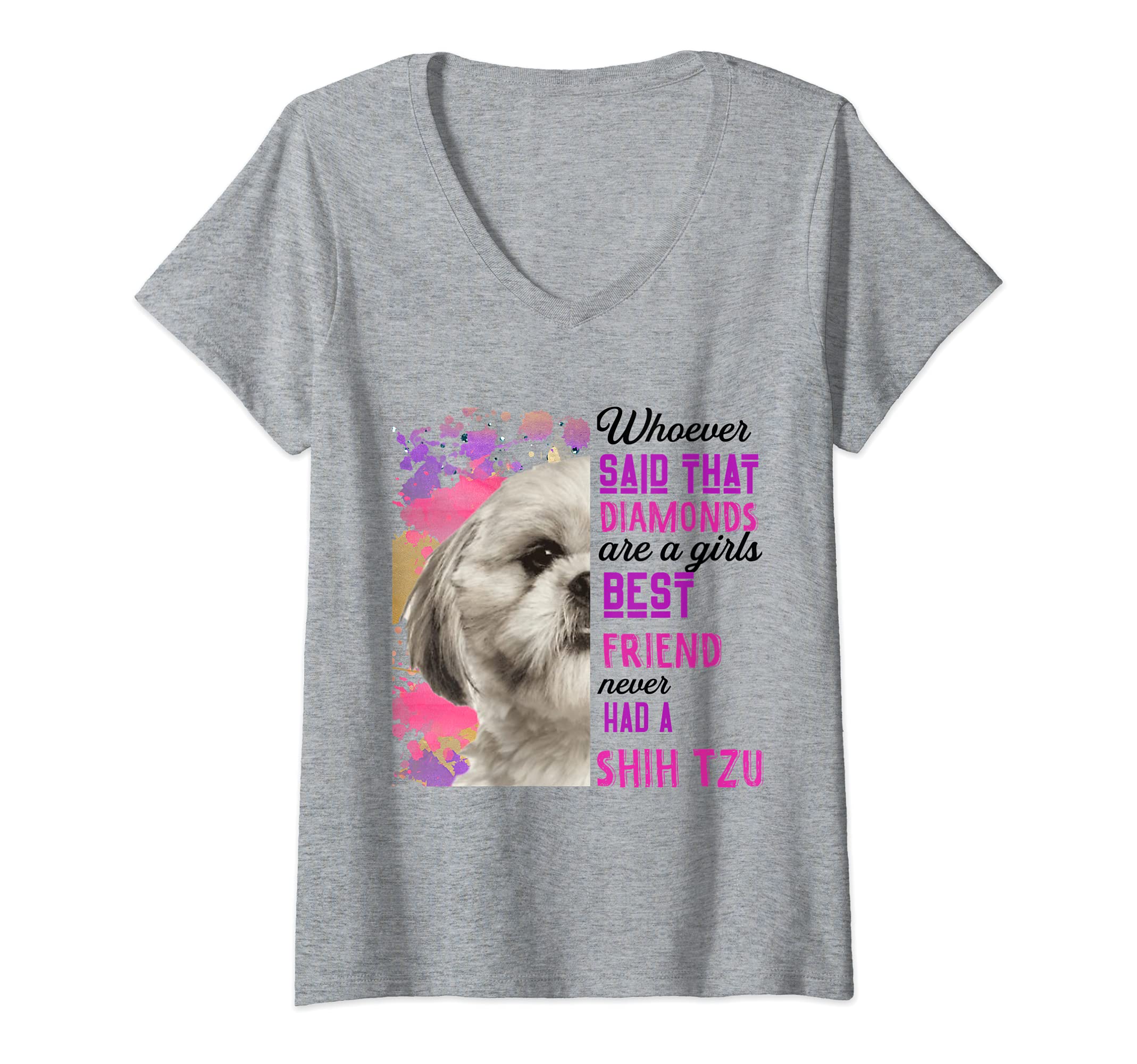 Womens Shih Tzu Are A Girls Best Friend Funny Dog Mom Shitzu V-Neck T-Shirt