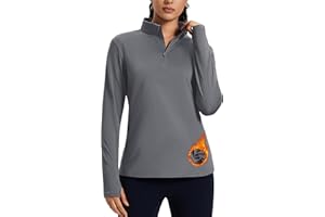 MAGCOMSEN Women's Quarter Zip Fleece Pullover Thermal Shirts with Zip Pocket Workout Running Tops Thumb Holes