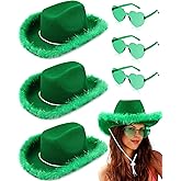 3 Set Pink Cowgirl Hat Western Cowboy Hat with Feather Heart Sunglasses for Preppy Costumes Bachelorette Wedding Party