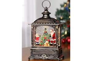 Gorrzai Christmas Snow Globes Lantern Musical Santa Claus Snow Globe 10.2 Inch, Lighted Christmas Decorations Indoor for Home with Timer Swirling Glitter Cardinals Decor, USB or Battery Operated