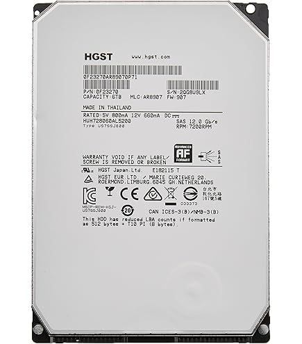 4台　HGST SAS HDD 8TB 12Gb 7200RPM 8TB SAS DELL 44YFV 7.2K 12Gbps HGST HUS728T8TAL5200 3.5in