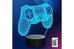 Ammonite 3D Gamepad Illusion Lamp, Game Controller Night Light with Remote Control and Timing Function 16 Color Changing Gaming Room Decor Best Gamer Gift