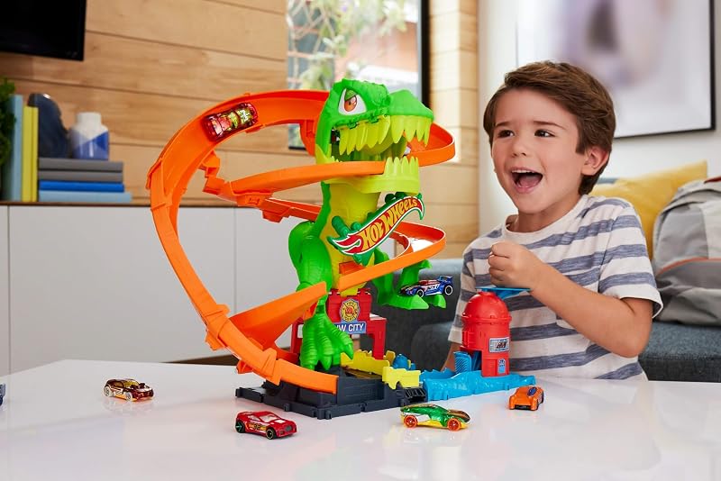 City T-Rex Flammenkampf und 1:64 Druckguss-Auto