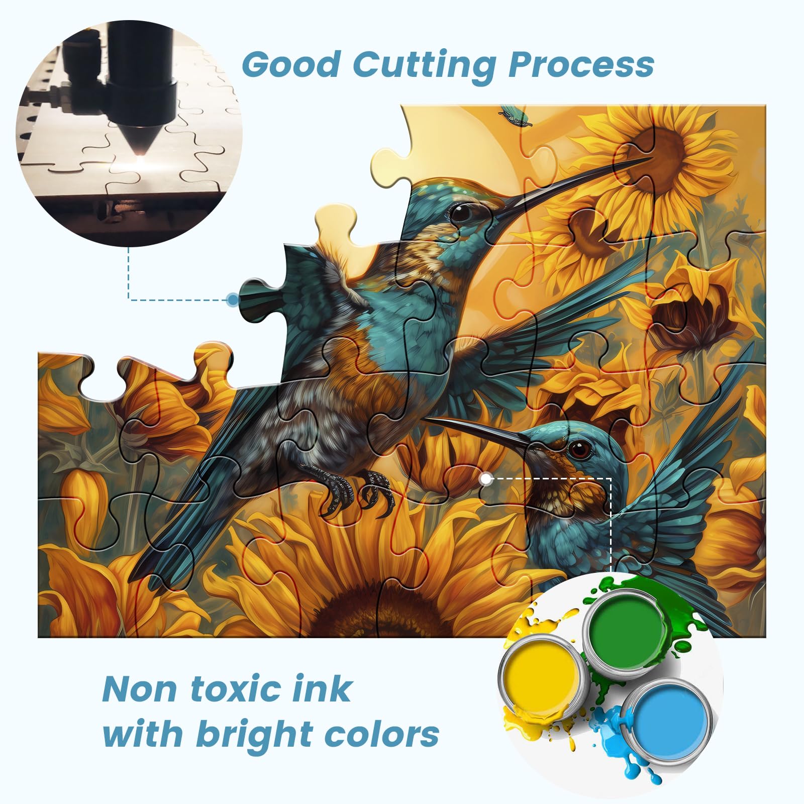 6 Pack 24 Large Piece Puzzle for Seniors Paper Dementia Puzzles for Elderly Adults Easy Puzzle Hummingbird Turtle Dog Panda Jigsaw Puzzle Activities for Elderly Seniors Gift