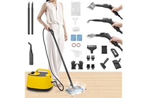 WICHEMI Steam Cleaner with Extension Pole, 51 oz, Steam Cleaner for Home, Adjustable Steam Pressure, 26 Accessories, Handheld Steam Cleaner for Walls, Gaps, Hard Floors, and Tiles