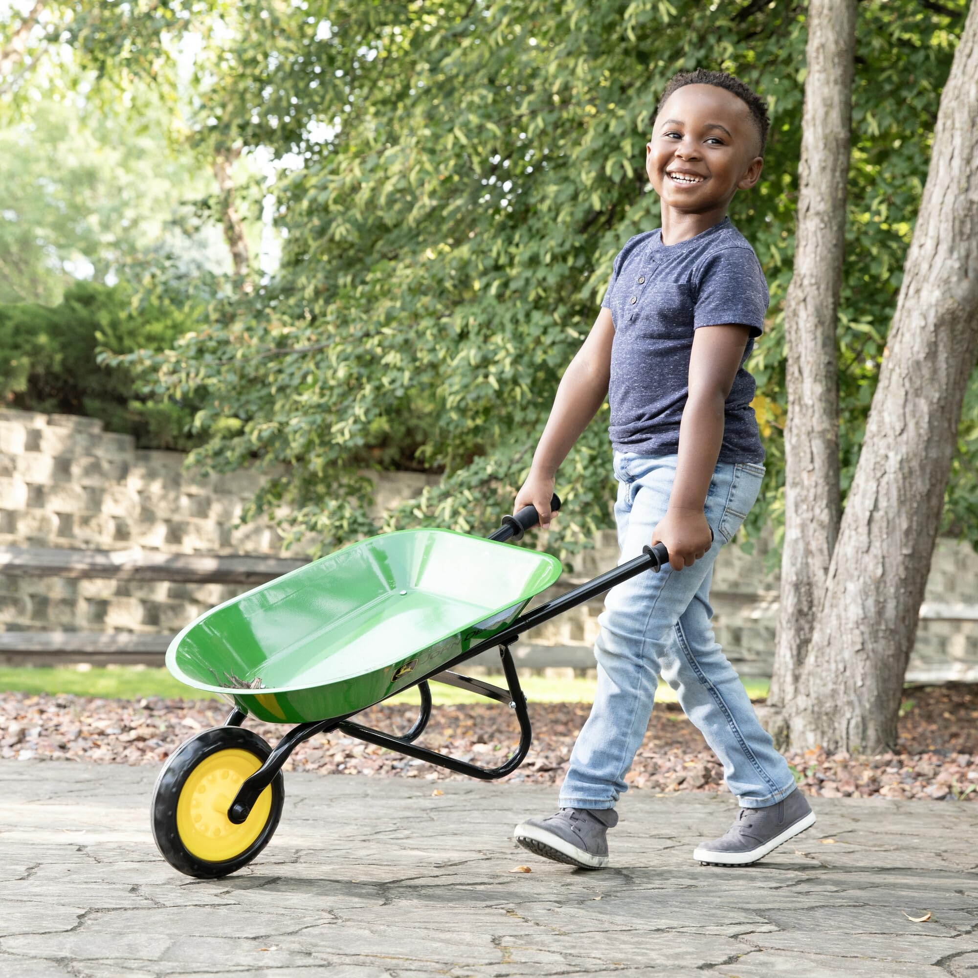 John Deere Kids Wheelbarrow - 34 Inch - Kids Gardening Tools - John Deere Toys - Ages 2 Years and Up