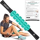 COZLOW Muscle Roller Stick - Green - Body Massage Tool w/ 6 Rollers & Non-Slip Handles for Deep Tissue Massage & Maximum Muscle Recovery